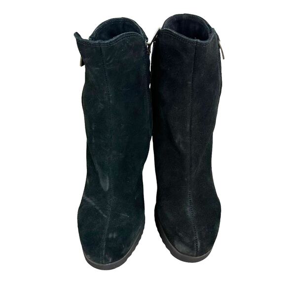 La Canadienne NWOB Mila Waterproof Suede Bootie Dual Side Zip Black Size 7.5M - Picture 7 of 10